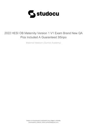2022 – 2023 Hesi Ob Maternity Tb Questions & Answers (pics) Included!! Version 1 (v1) Guaranteed A+ (all 55 Q’s thumbnail